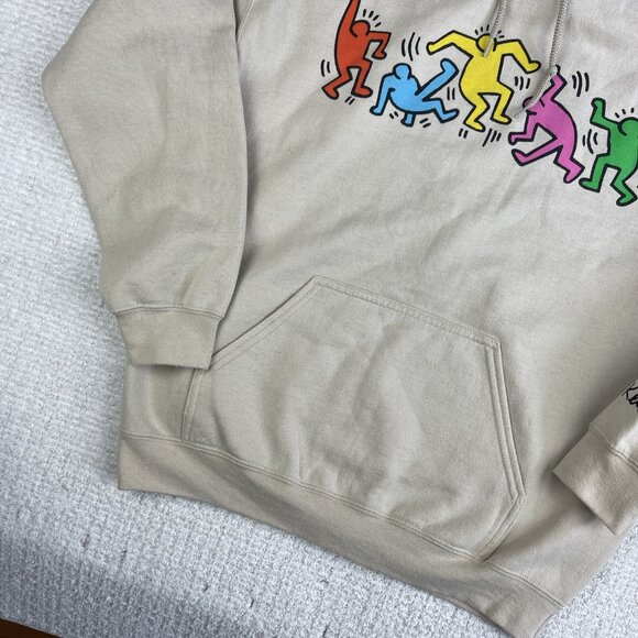 Keith Haring Foundation Sweatshirt Mens M Cream Off-white Graphic Print Hoodie - Picture 4 of 16